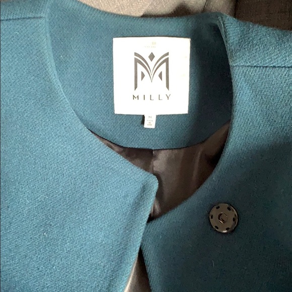 Milly Teal Wool Flounce Coat - Picture 5 of 9